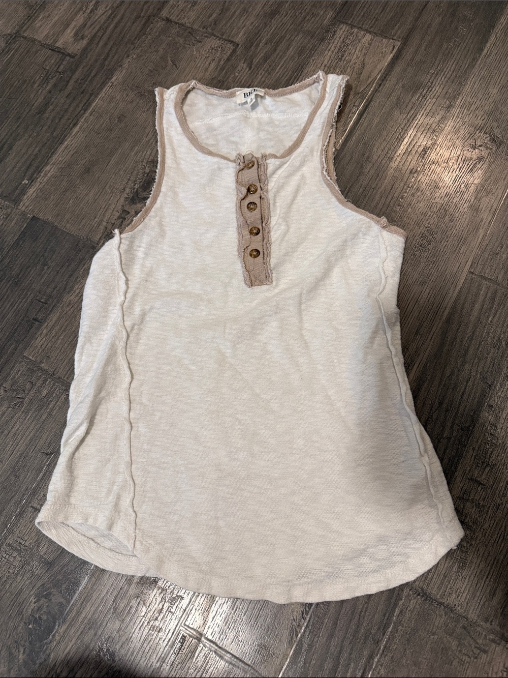 BKE Cream Tank Top with Tan Trim